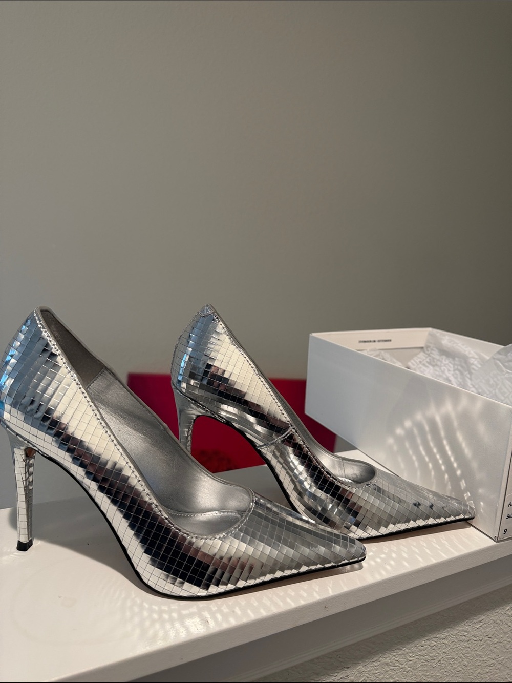 Steve Madden Silver Mosaic Pointed Stiletto Pumps